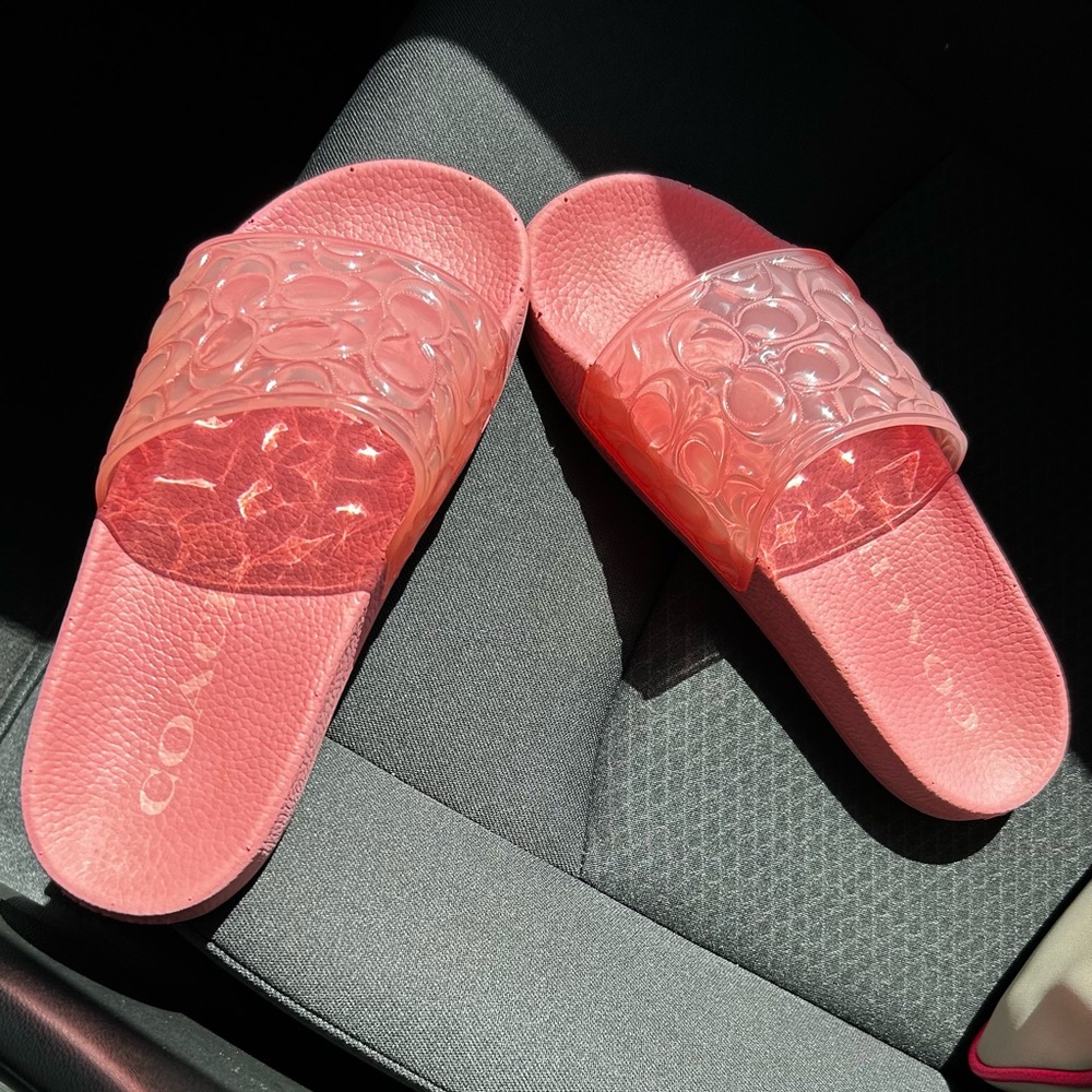 Pink Coach Jelly Slides